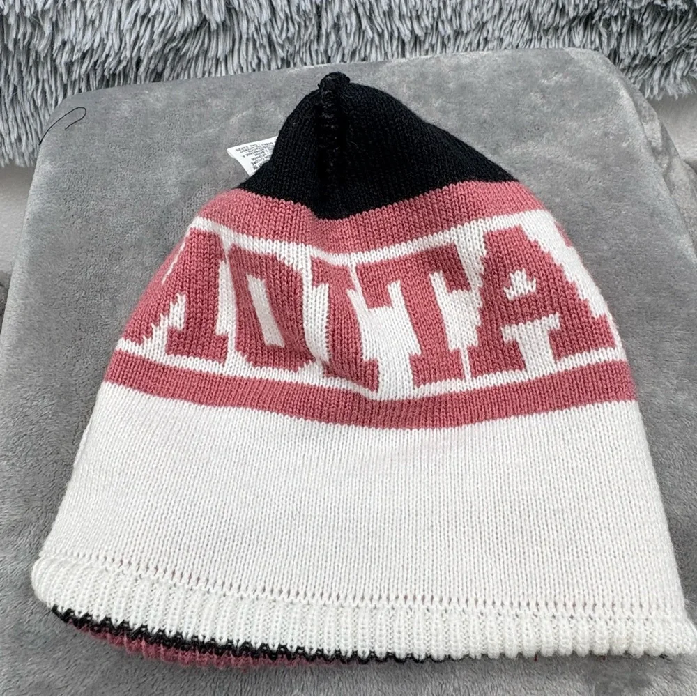 Pink Victorias Secret Beanie Stocking Cap One Size Pink Nation Knit Pink White